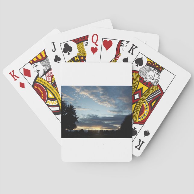 Le coucher du soleil bleu rêve les cartes de jeu (dos)