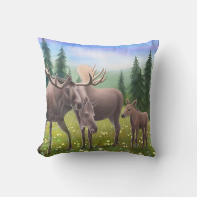 Le coussin du nord de famille d'orignaux (Recto)