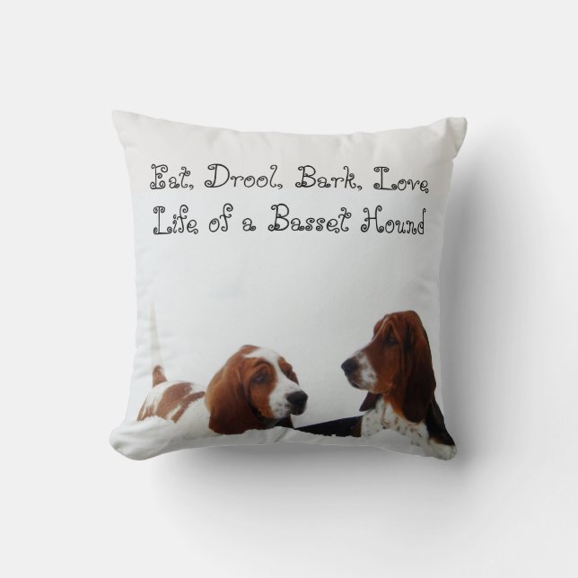 Le coussin mignon de Basset Hound "mangent, (Recto)