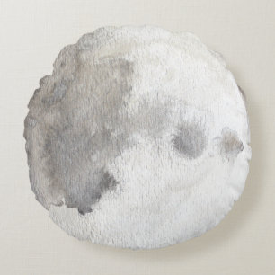 Le coussin rond d'aquarelle de planète de lune