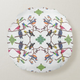 Le coussin rond d'oiseaux chanteurs modelé par