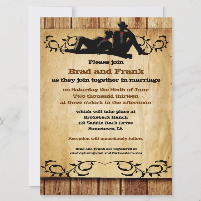 Le cowboy toilette les invitations gaies faites (Devant)