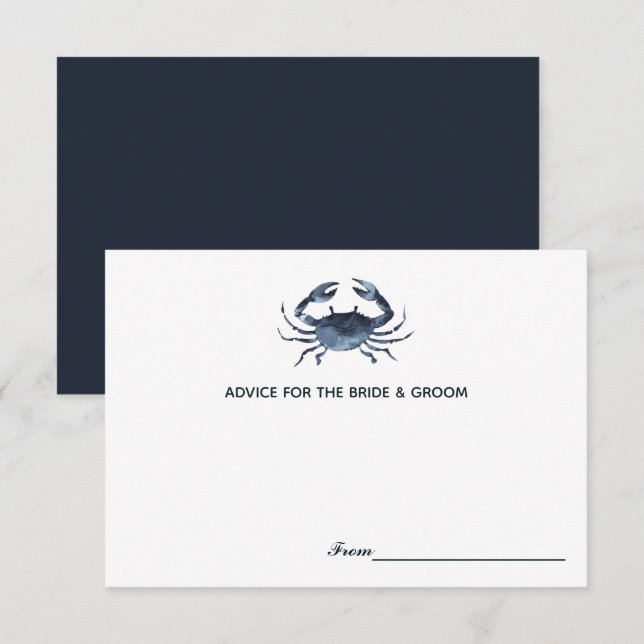 Le Crabe Bleu | Cartes de conseils pour mariage (Devant / Derrière)