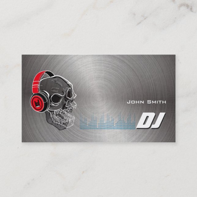 Le crâne DJ avec l'écouteur Metal le carte de (Devant)