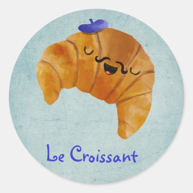 Le Croissant Classic Round Sticker (Front)