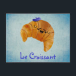Le Croissant Postcard<br><div class="desc">Cute French Croissant. This is classic but not usual French Croissant. Fresh and crispy straight from French bakery of Paris. But when You see its smile and fancy moustaches with blue beret, you simply know that it’s typical Frenchman. Cute Kawaii Croissant is the best design for any fan of French...</div>