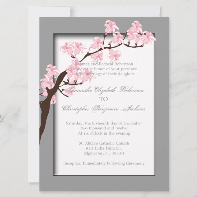 Le cru élégant fleurit invitation de mariage (Devant)