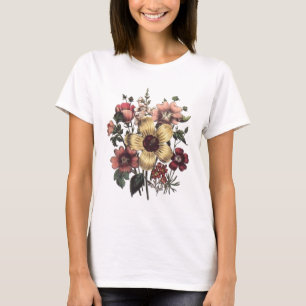 Le cru fleurit le T-shirt des femmes florales de