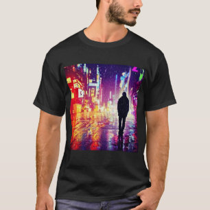 Le Cyberpunk Solitaire Dans La Pluie T-Shirt