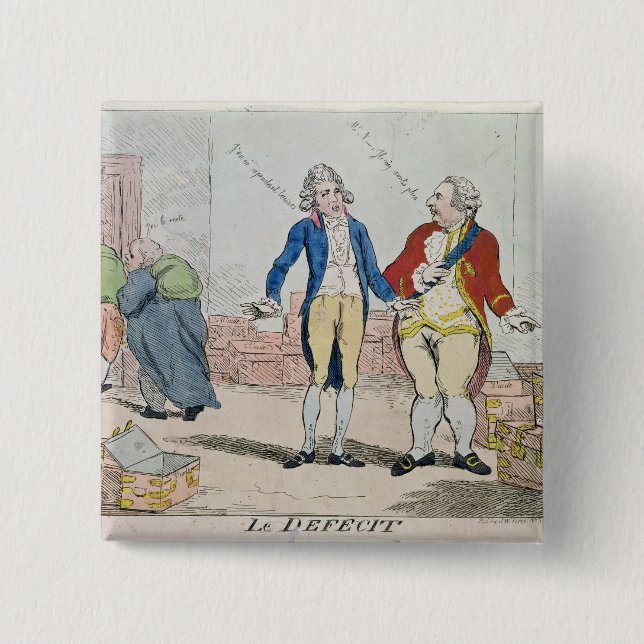 Le Deficit, 1788 2 Inch Square Button (Front)