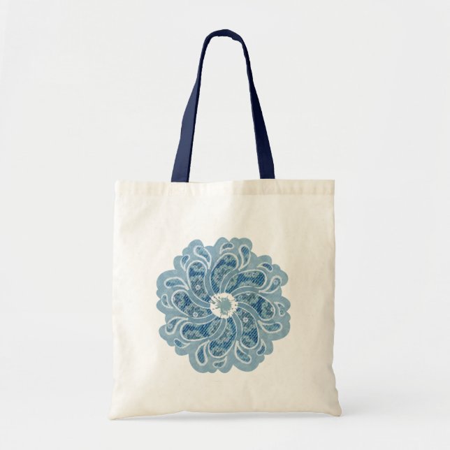 Le denim modelé par fleur s'est fané sac d'aqua (Devant)