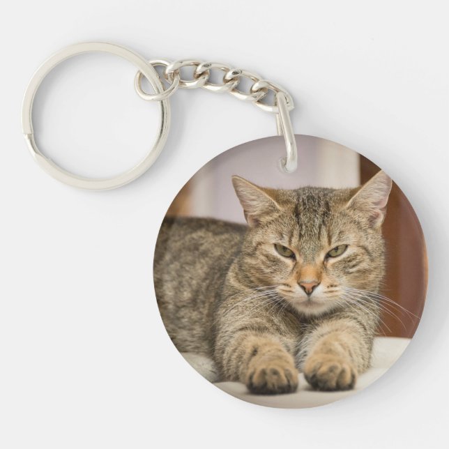 Le double a dégrossi porte - clé de photos de chat (Devant)