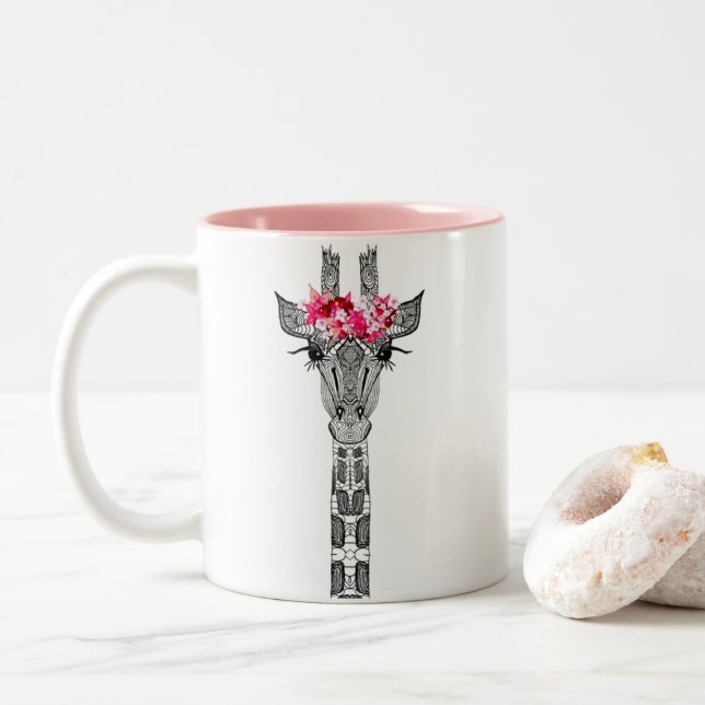 Le double a dégrossi tasse de girafe avec la (Avec donut)