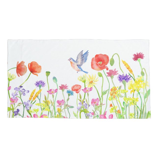 le double de taie d'oreiller de fleurs sauvages au (Dos)