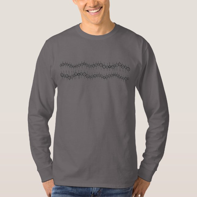 Le double point raye le long T-shirt de douille (Devant)