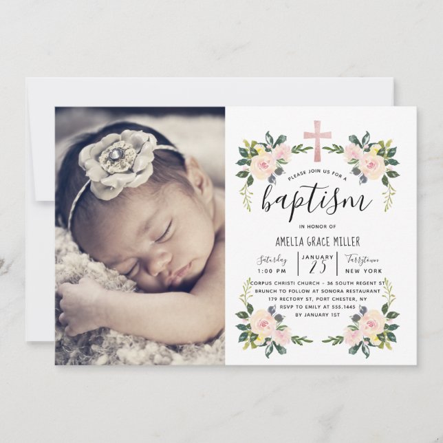 Le doux rougissent invitation moderne florale de (Devant)