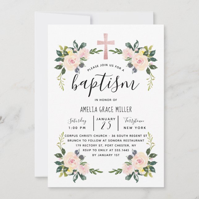 Le doux rougissent invitation moderne florale de (Devant)