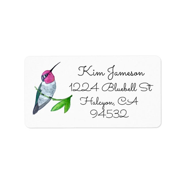 Le Étiquette de adresse des colibris d'Anna (Devant)