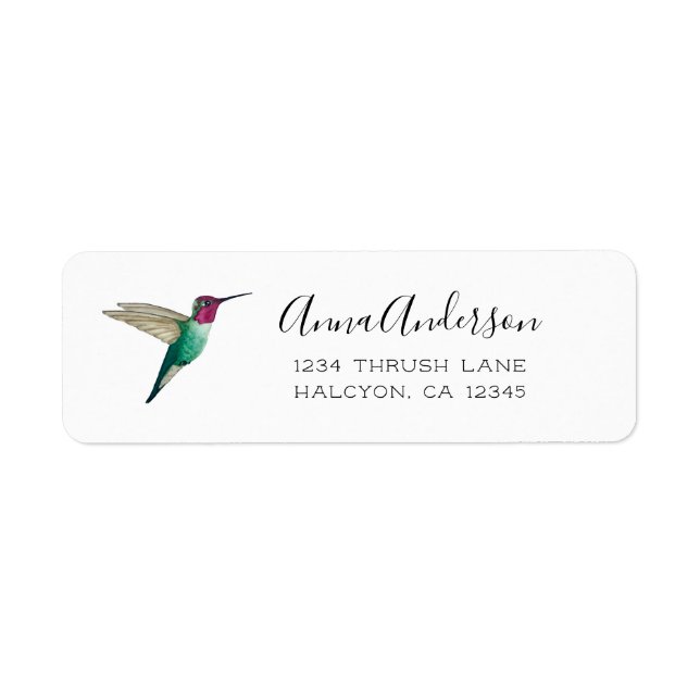 Le Étiquette des colibris d'Anna (Devant)