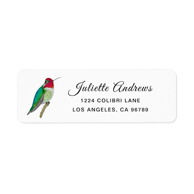 Le Étiquette des colibris d'Anna (Devant)
