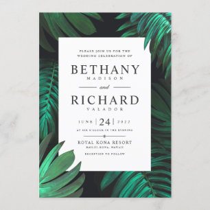Le faire-part de mariage botanique tropical a