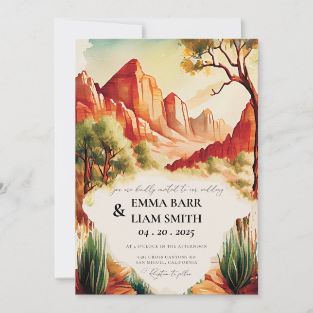 Le Faire-part de mariage du Parc national de ZION (Devant)