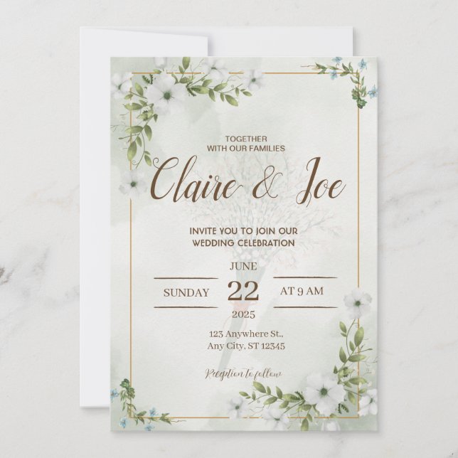 Le Faire-part de mariage naturel vert (Devant)
