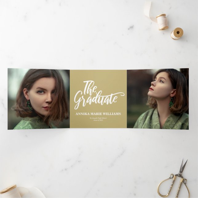 Le Faire-part Tri-Fold Multi Photo Graduate (Intérieur)