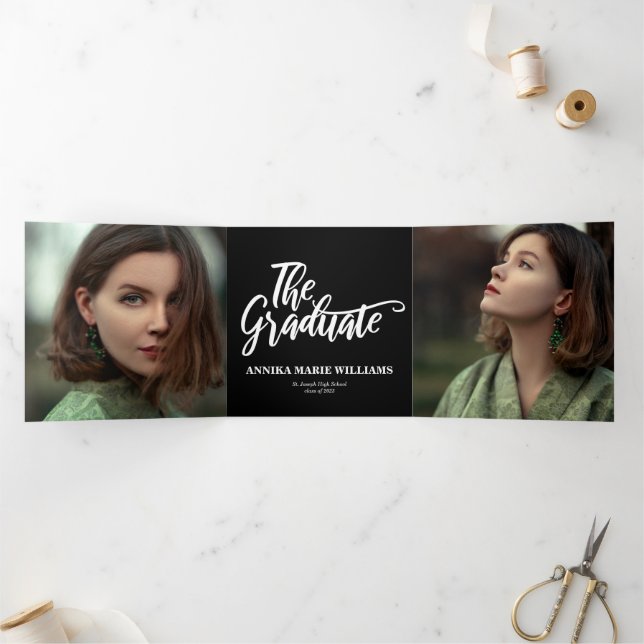 Le Faire-part Tri-Fold Multi Photo Graduate (Intérieur)