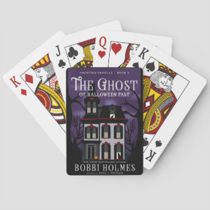 Le fantôme de Halloween après des cartes de jeu