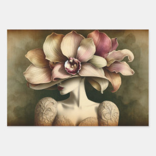 Le Femme Orchid Decoupage Flat Wrapping Gift Paper
