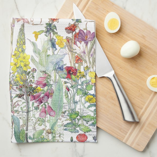 Le fleur sauvage botanique fleurit la serviette de (Quart Plié)