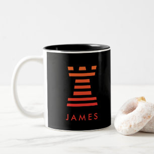 Le freux noir à deux tons d'échecs de tasse de