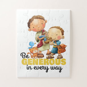 Le garçon avec 5 loaves et 2 poissons puzzle enfa