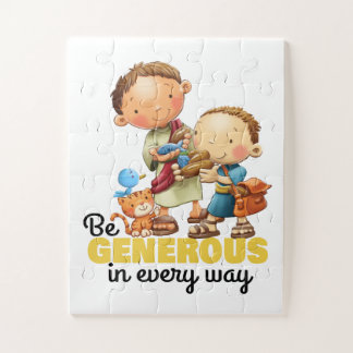 Le garçon avec 5 loaves et 2 poissons puzzle enfan