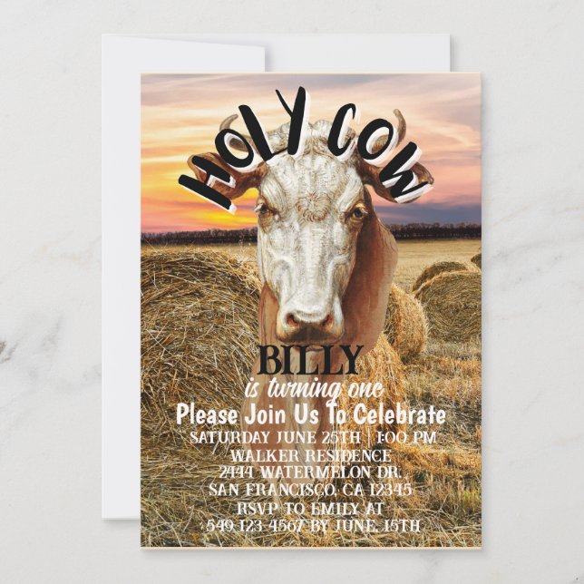 Le Garçon De La Vache Sainte Tourne Une Carte D'An (Devant)