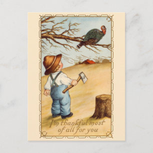 Le garçon et la carte postale Turquie Thanksgiving