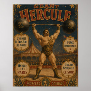 Le Géant Hercule - Vintage Circus Poster - Bring t