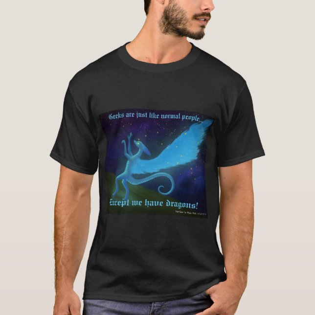 Le geeks a le T-shirt de dragons (Devant)