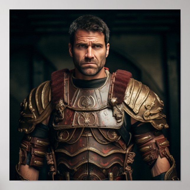 Le général Maximus habillé en affiche de gladiateu (Devant)