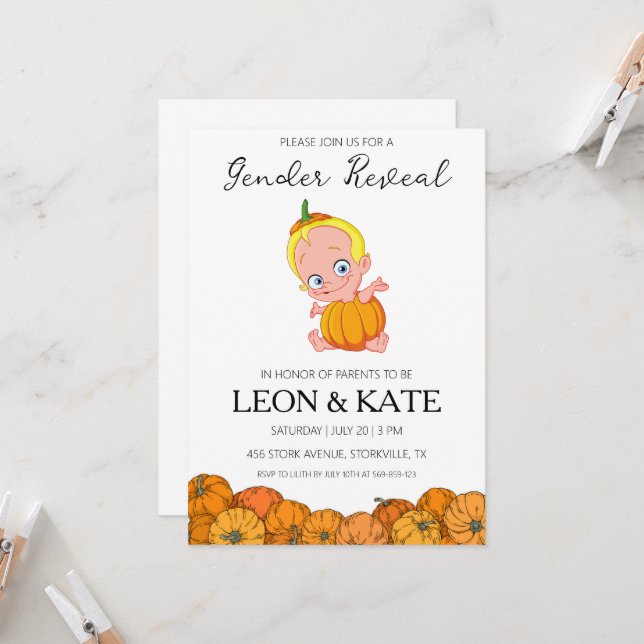 Le genre citrouille révèle des invitations (Devant/Arrière en situation)