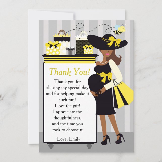 Le genre de carte de remerciements de baby shower (Devant)