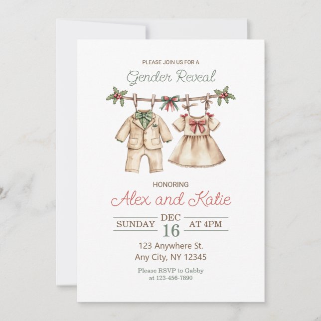 Le genre de Noël révèle une invitation modifiable (Devant)