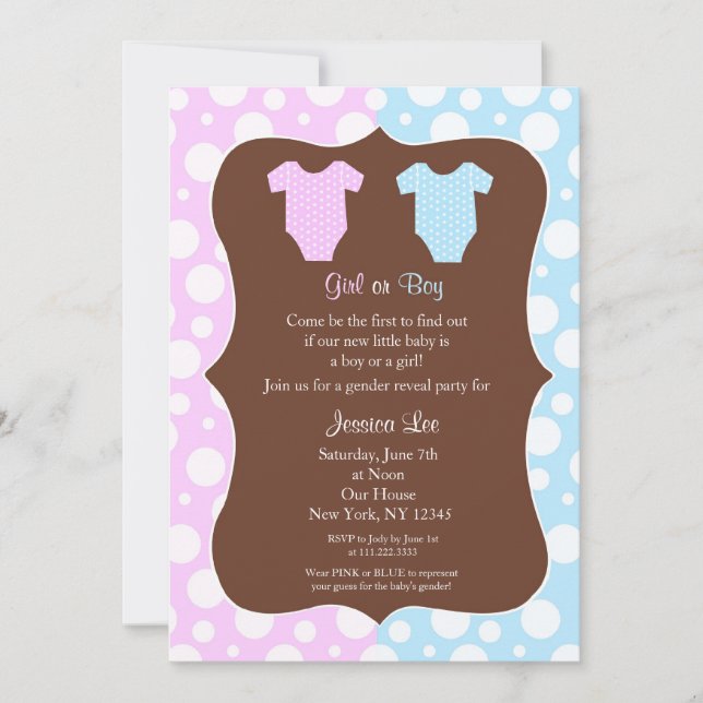 Le genre indiquent des invitations de baby shower (Devant)
