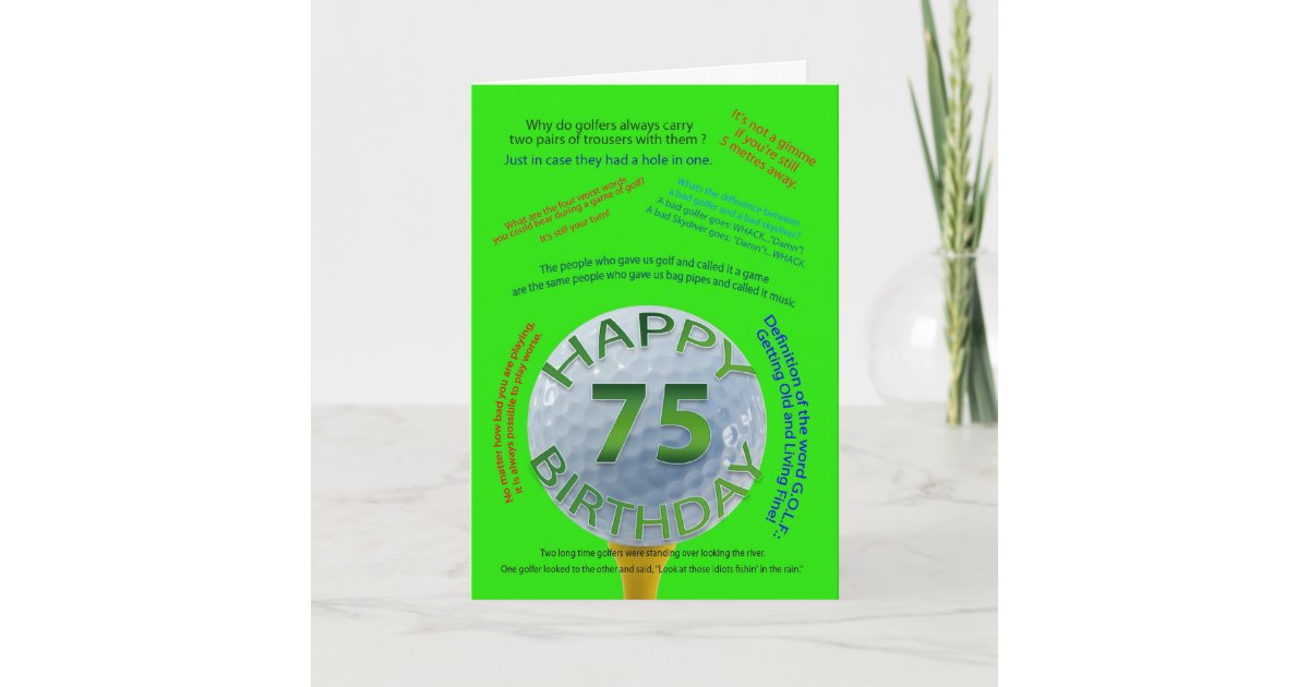 Le Golf Plaisante Carte D Anniversaire Pour 75 Ans Zazzle Ca