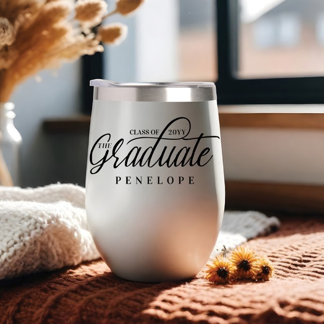 Le Graduate Modern Script Classe de 2024 Grad Name (The Graduate Modern Script Class of 2024 Grad Name Thermal Wine Tumbler)