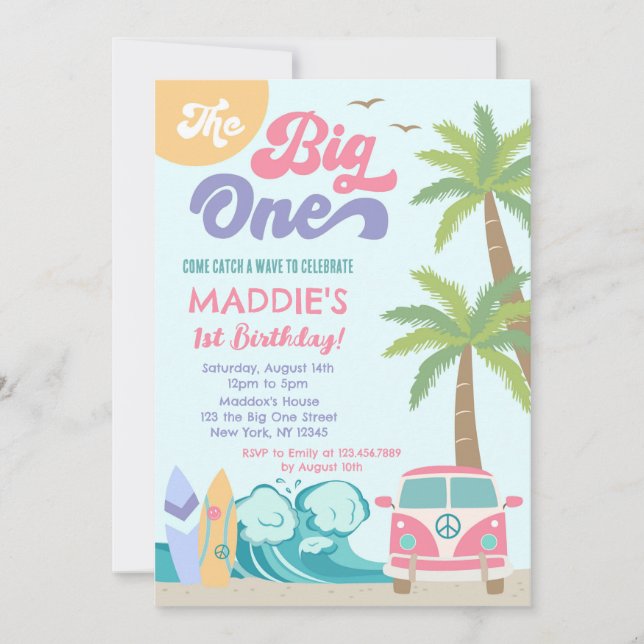 Le grand Surf du Surf Invitation d'anniversaire (Devant)