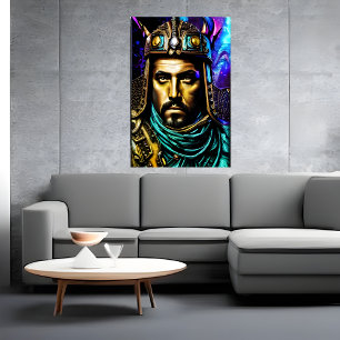 Le guerrier avec casque   AI Art Poster