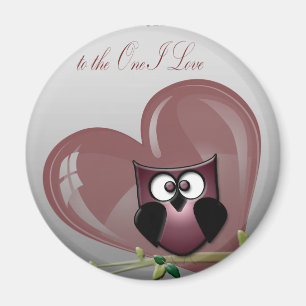 Le hibou mignon de Valentine à l'un aimant d'amou