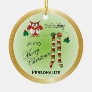 Le hibou vous souhaite un joyeux ornement de Noël